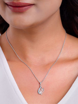 GIVA - 925 Silver Zircon Winged Pendant with Link Chain