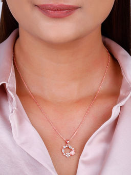 GIVA - 925 Silver Rose Gold Drop Wreath Pendant with Link Chain