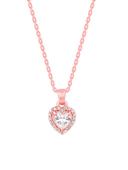 GIVA - 925 Silver Rose Gold Studded Heart Pendant with Link Chain