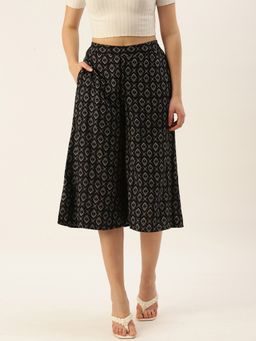 De Moza - Women Culottes Printed Rayon Black