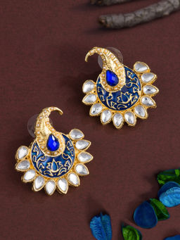 E2O - Blue Classic Stud Minakari Peacock Earrings