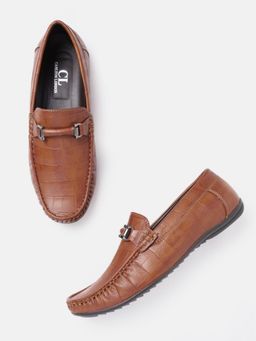 Carlton London - Men Tan Textured Loafers