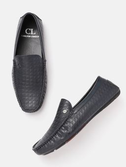 Carlton London - Men Navy Blue Textured Loafers