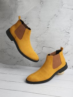 Carlton London - Men Mustard Solid/Plain Boots