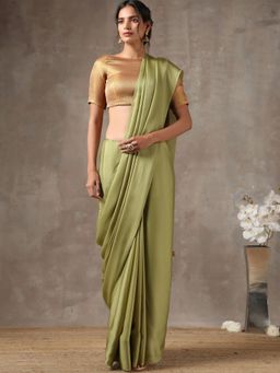 Swtantra - Sage Angel Satin Saree With Gold Pendants