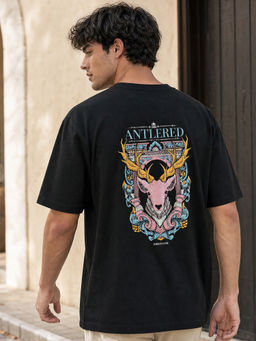 Nobero - Black Men's Premium Oversized Graphic Printed T-Shirt