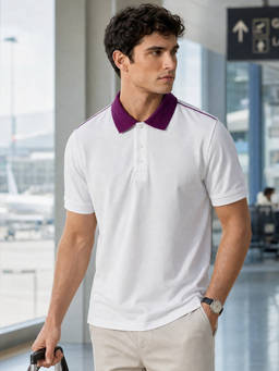 Nobero - White Pure Cotton Solid Polo T-Shirt