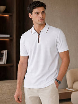 Nobero - White Regular Fit Polo T-Shirt