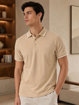 Nobero - Men Black Cotton Lycra Blend Upf 50+ Sun Protection Polo T-Shirt