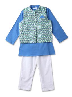 Nautinati - Ethnic Boys Cotton Kurta with Waistcoat and Pyjama (Set of 3)