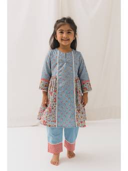 RATAN JAIPUR - Gauri Cotton Kurta Pant -Blue