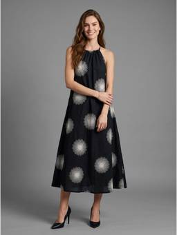 Twenty Dresses by Nykaa Fashion - Black Printed Halter Neck A-Line Dress