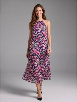 Twenty Dresses by Nykaa Fashion - Multi-Color Printed Halter Neck A-Line Dress