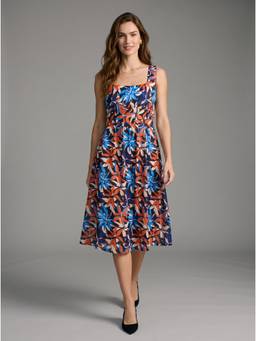 Twenty Dresses by Nykaa Fashion - Womens Navy Blue Floral Printed Fit & Flare Dress