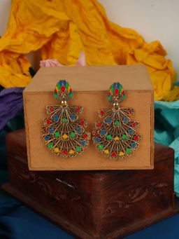 Anika's Creations - Traditional Gold Plated Multicolour Layered Partywear Earring