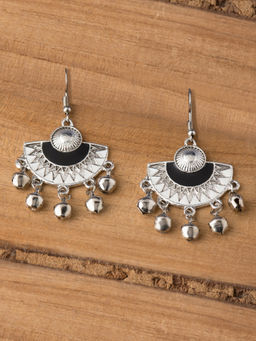 E2O - Black Classic Dangler Toned Contemporary Earrings