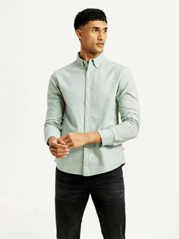 Levi's - Mens Green Stripes Slim Fit Shirt
