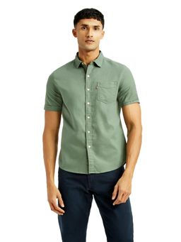Levi's - Mens Green Solid Slim Fit Shirt