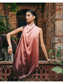 Contemponari - Ombre Drape High Neck Top