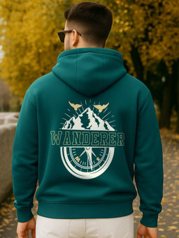 Bewakoof - Men Forest Biome Green Mountain Soul Graphic Printed Oversized Hoodie