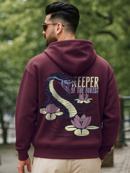 Bewakoof - Men Brown Forest Keeper Graphic Printed Oversized Hoodie