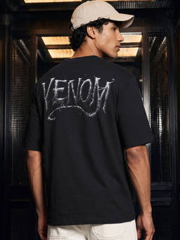Bewakoof - Marvel Men Black We Are Venom Graphic Printed Oversized T-shirt