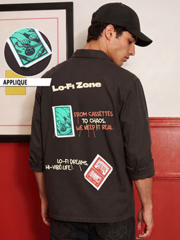 Bewakoof - Men Brown Applique Relaxed Fit Cargo Shirt