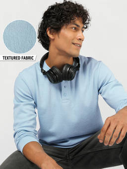 Bewakoof - Men Blue Textured T-shirt