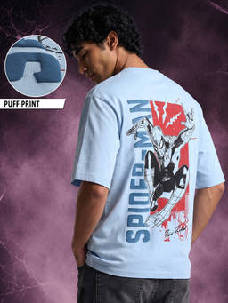 Bewakoof - Marvel Men Blue Peter Graphic Printed Oversized T-shirt