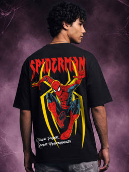 Bewakoof - Marvel Men Black Brand New Day Graphic Printed Oversized T-shirt
