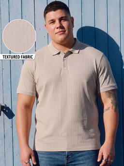 Bewakoof - Men Off White Textured Plus Size Polo T-shirt