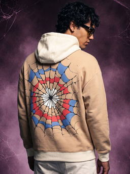 Bewakoof - Heavy Duty Men Brown Graphic Printed Oversized Hoodie