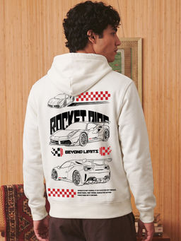 Bewakoof - Heavy Duty Men Beige Graphic Printed Oversized Hoodie