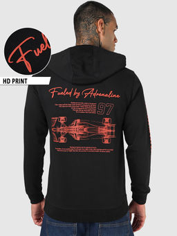 Bewakoof - Men Black Fueled Graphic Printed Hoodie