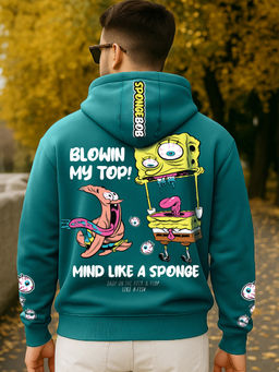 Bewakoof - Men Green Blowing Graphic Printed Oversized Hoodie