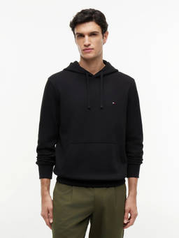 Tommy Hilfiger - Black Solid Regular Fit Cotton Hoodie