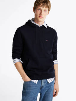 Tommy Hilfiger - Navy Blue Solid Regular Fit Cotton Hoodie