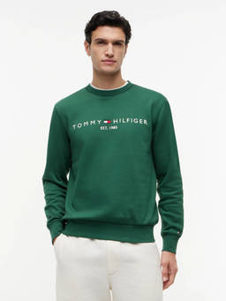 Tommy Hilfiger - Green Embroidered Logo Regular Fit Cotton Sweatshirt