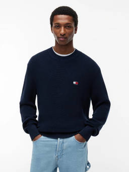 Tommy Hilfiger - Navy Blue Texture Regular Fit Cotton Sweatshirt