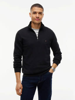 Tommy Hilfiger - Black Solid Regular Fit Cotton Sweatshirt