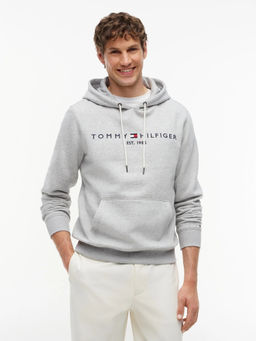 Tommy Hilfiger - Grey Embroidered Logo Regular Fit Cotton Hoodie