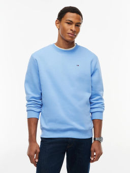 Tommy Hilfiger - Blue Solid Regular Fit Cotton Sweatshirt