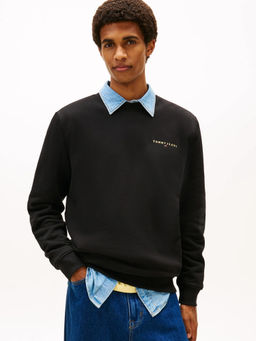 Tommy Hilfiger - Black Solid Regular Fit Cotton Sweatshirt
