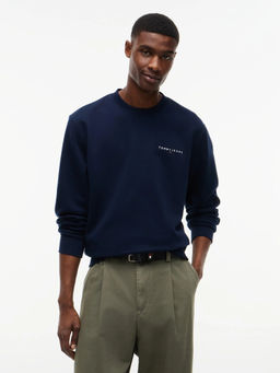 Tommy Hilfiger - Navy Blue Solid Regular Fit Cotton Sweatshirt