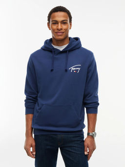 Tommy Hilfiger - Navy Blue Logo Regular Fit Cotton Hoodie