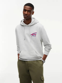 Tommy Hilfiger - Grey Logo Regular Fit Cotton Hoodie