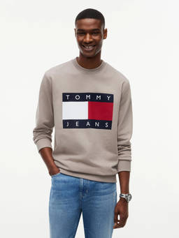 Tommy Hilfiger - Taupe Logo Regular Fit Cotton Sweatshirt