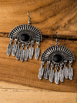 E2O - Silver Plated Black Dangler Earring