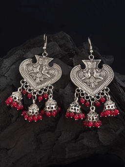 E2O - Silver Classic Dangler Toned Contemporary Earrings