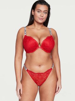 Victoria's Secret - Red Very Sexy Bombshell Shine Strap Lace Thong Panty